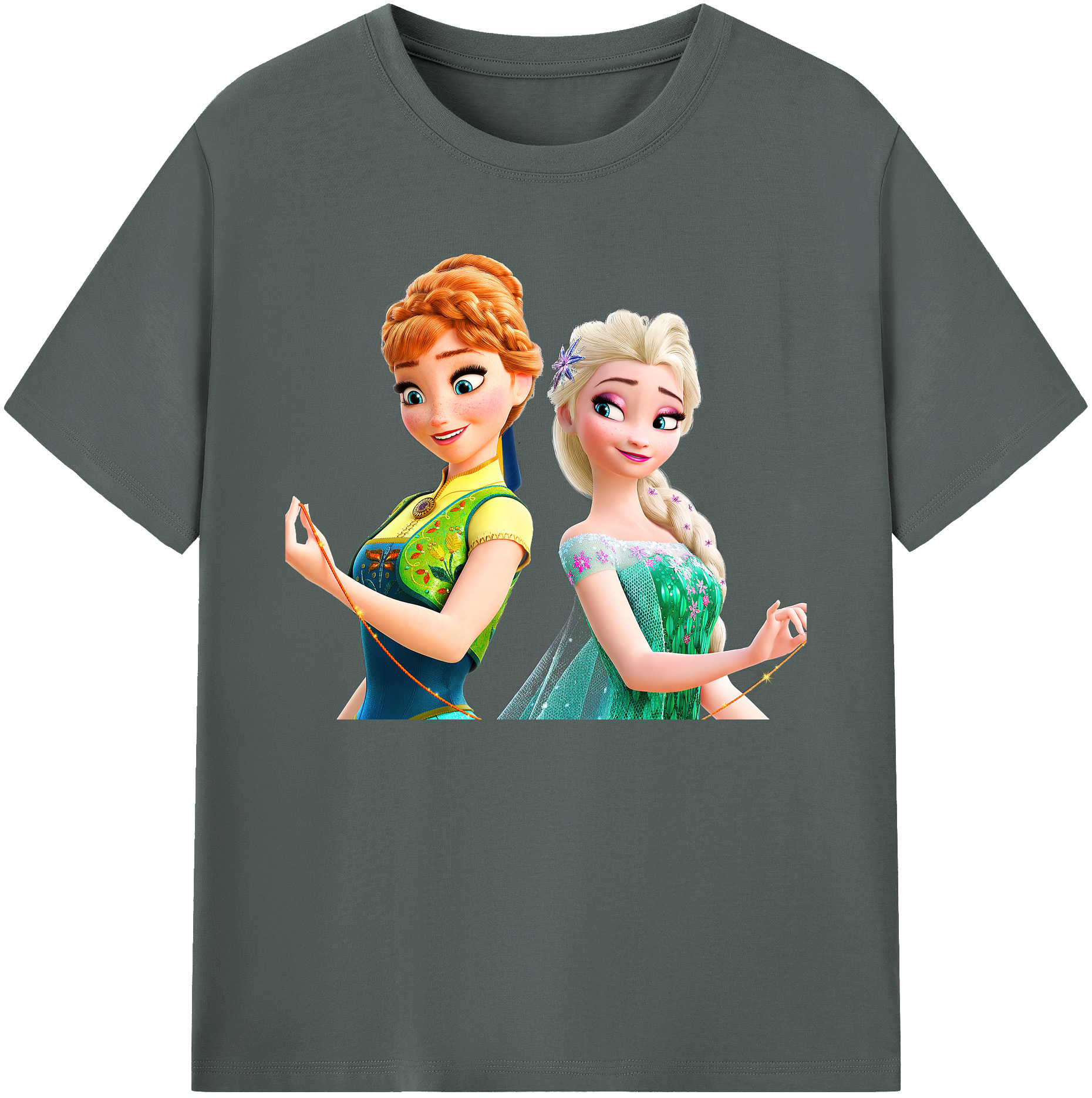 （画像用） アナと雪の女王 アンナ エルサ Frozen Anna Elsa 綿100％ メンズ半袖Tシャツ｜肌触りやわらか＆通気性